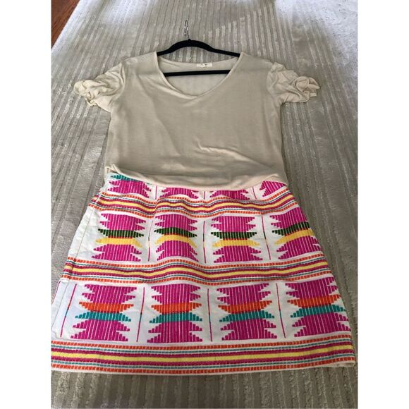 Freeway Beige Top Dress with Colorful Woven Skirt – Size M, - Picture 1 of 10